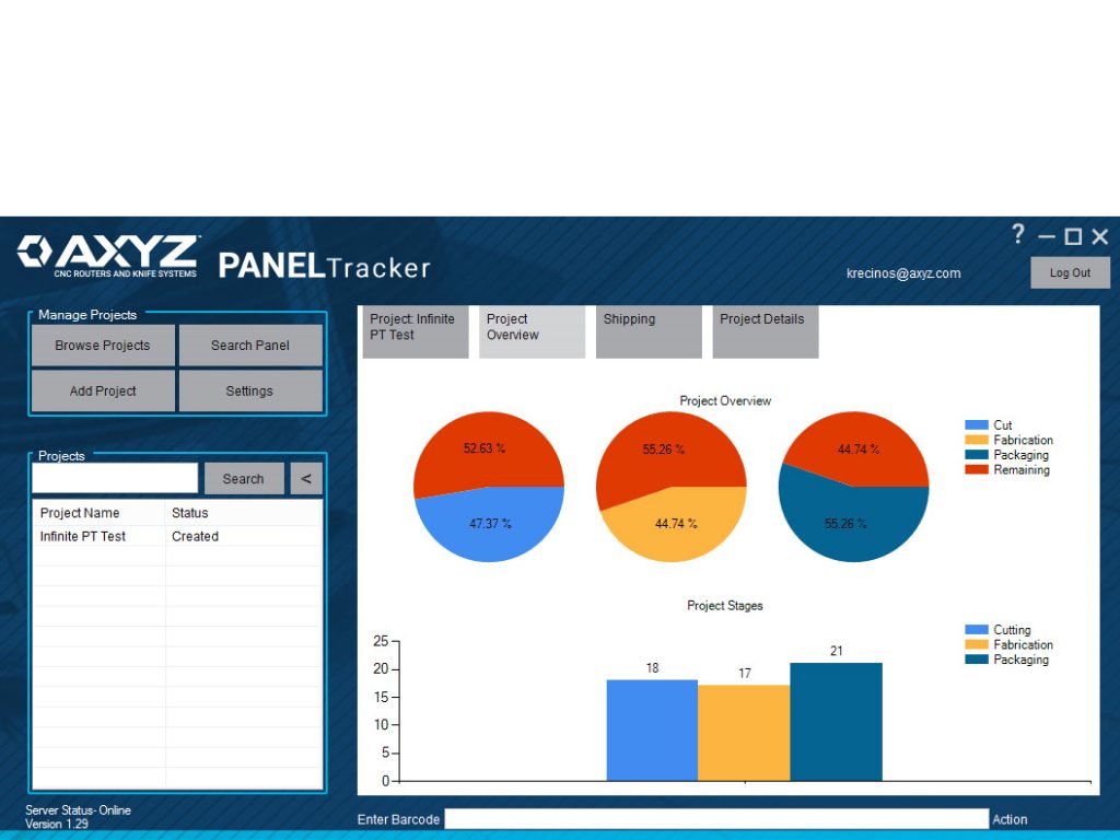 Paneltracker dashboard software bottom