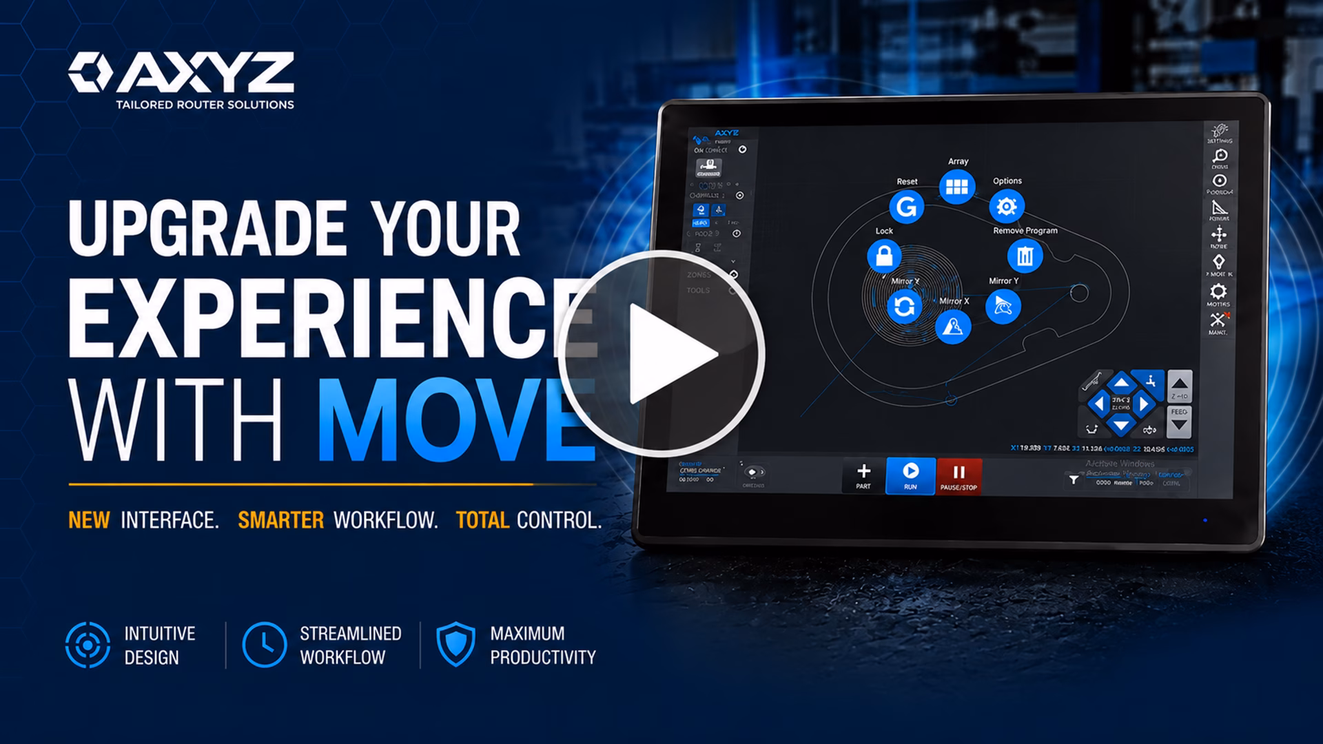 Your CNC Router Is Powerful. Its Interface Should Make That Power Easier to Use. 2 MOVE Webinar - eBlast Play Button - 1920 x 1080